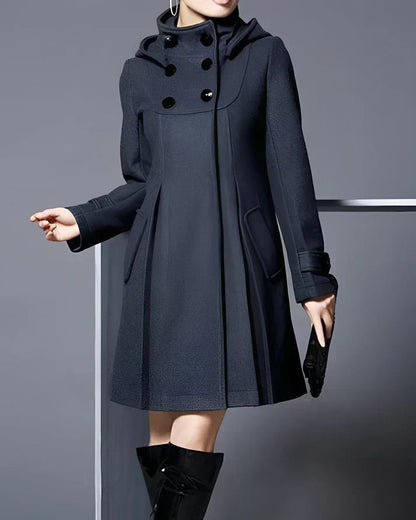 Janeen Women's Wool Coat – With Hood & Pockets, Warm & Stylish
