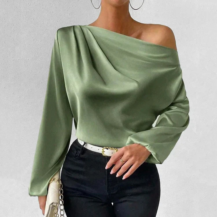 Fara | Elegant Asymmetric Satin Blouse