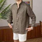 Teodor | Cotton linen shirt with pocket
