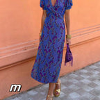 Dress with Slit and Floral Pattern