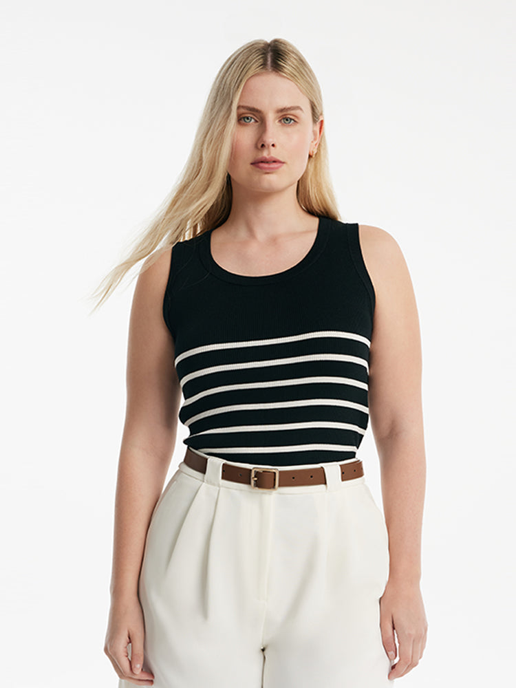 Striped Acetate and Cotton Tank Top
