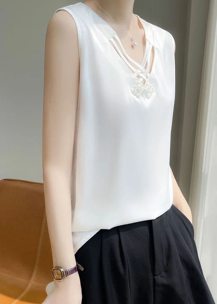 Calista | Silk V-neck sleeveless tank