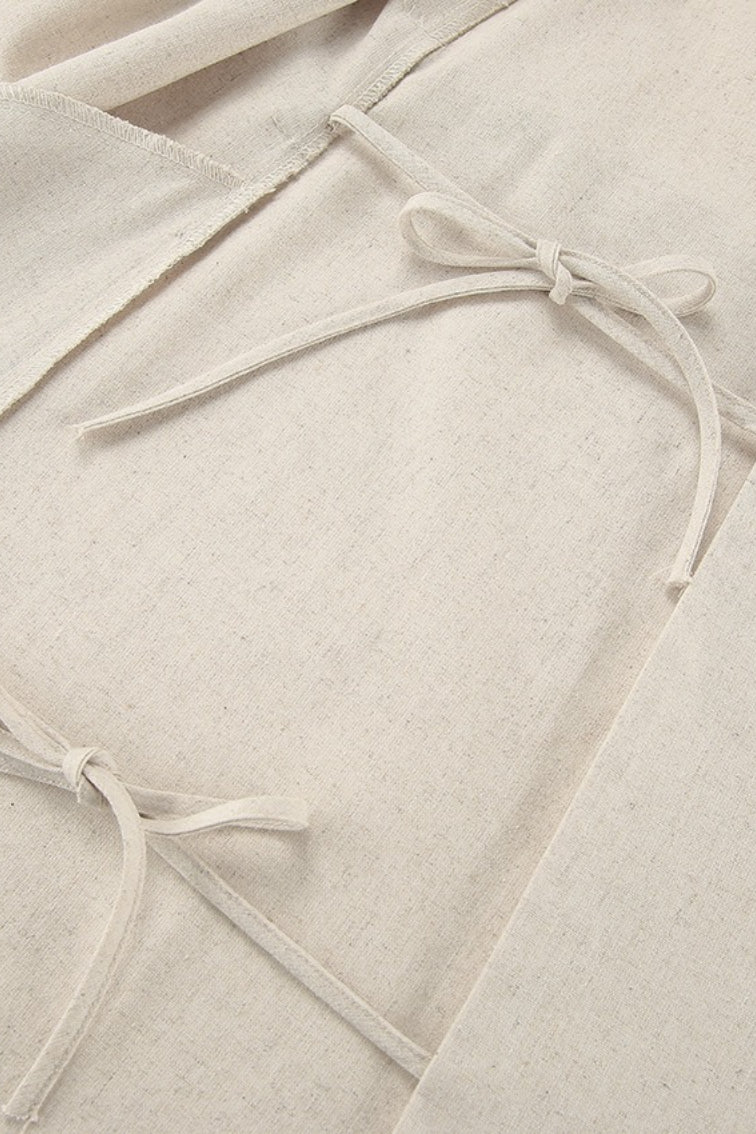 Alouette | Linen cotton dress with high waist and tie