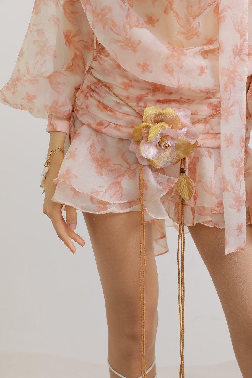 Camellia Floral Chiffon Belt