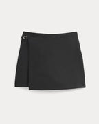 Mini Wrap Skirt in Tailored Twill | Black