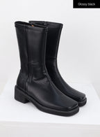 Faux Leather Boots with Side Zip OS302