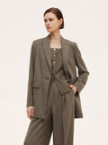 Women's Checked Jacket with Cut-Out Collar