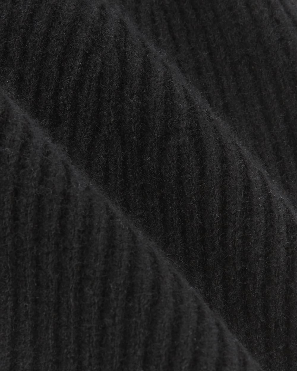 Cashmere Beanie with Ribbed Trim | Black