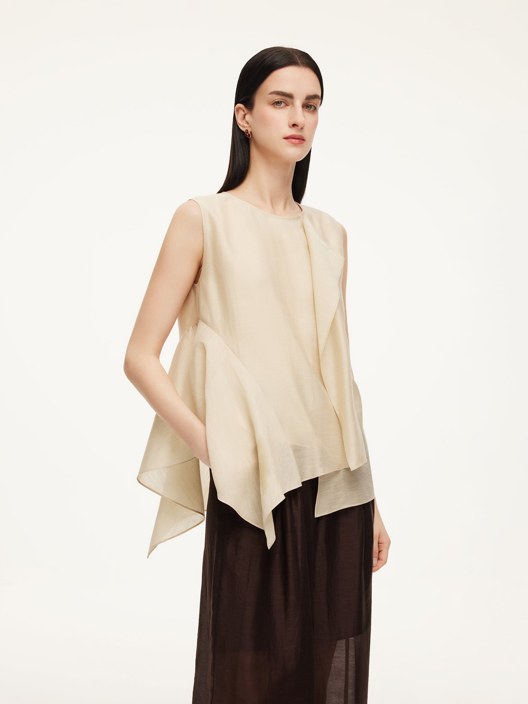 Women's Ruffled Top in Lyocell Blend