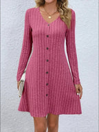 V-Neck Button-Down Dress