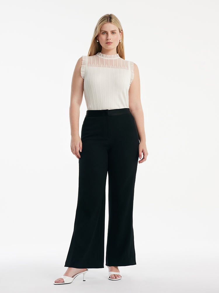 Women's Top with Ruffles Made from Tencel and Wool
