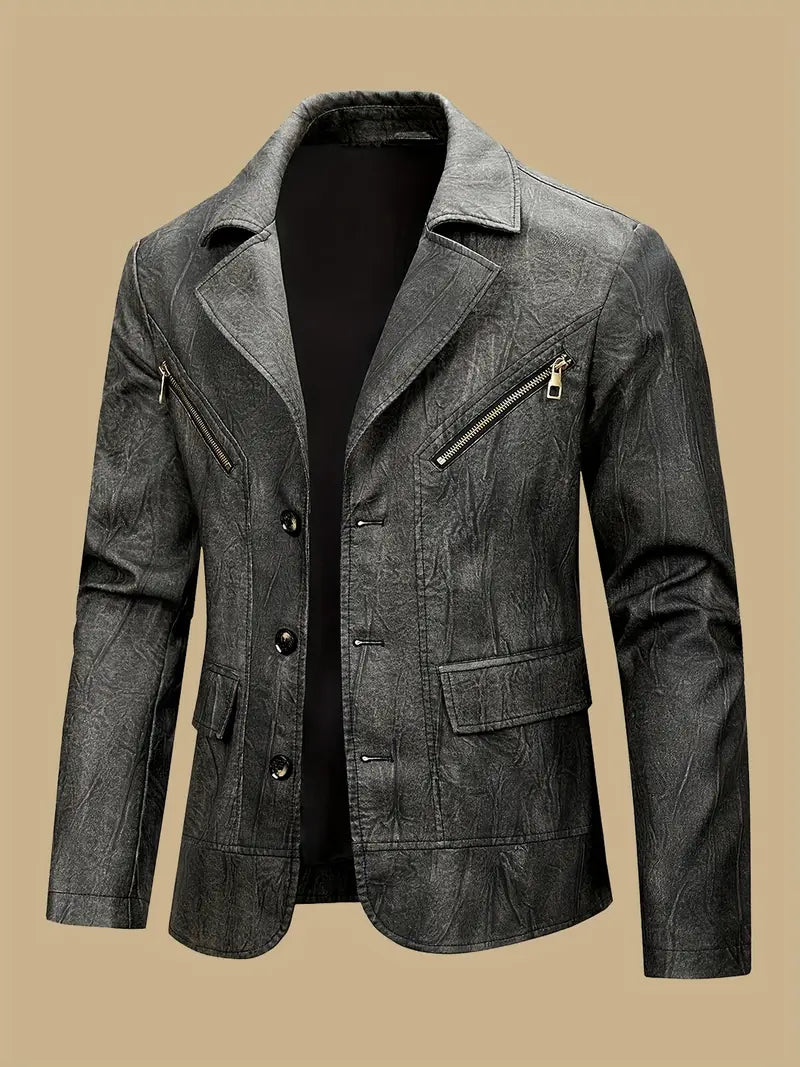 Julien – Leather Jacket with Locomotive Collar