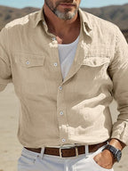Isak | Cotton linen shirt with classic collar