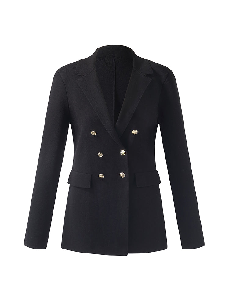 Ladies' Sweater Blazer with Stretchable Collar