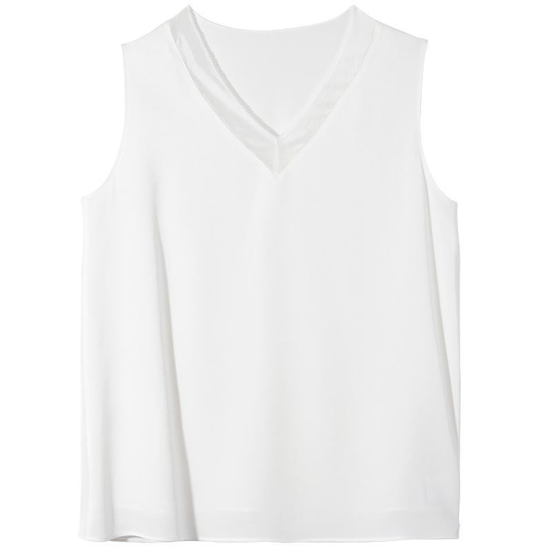 White V-neck camisole top made of acetate