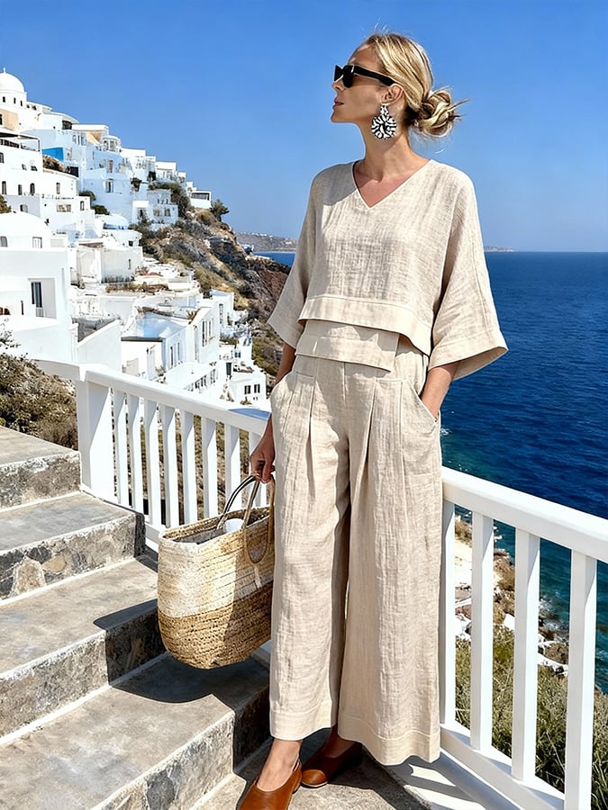 Elvira | Two-Piece Set with Top and Wide Trousers