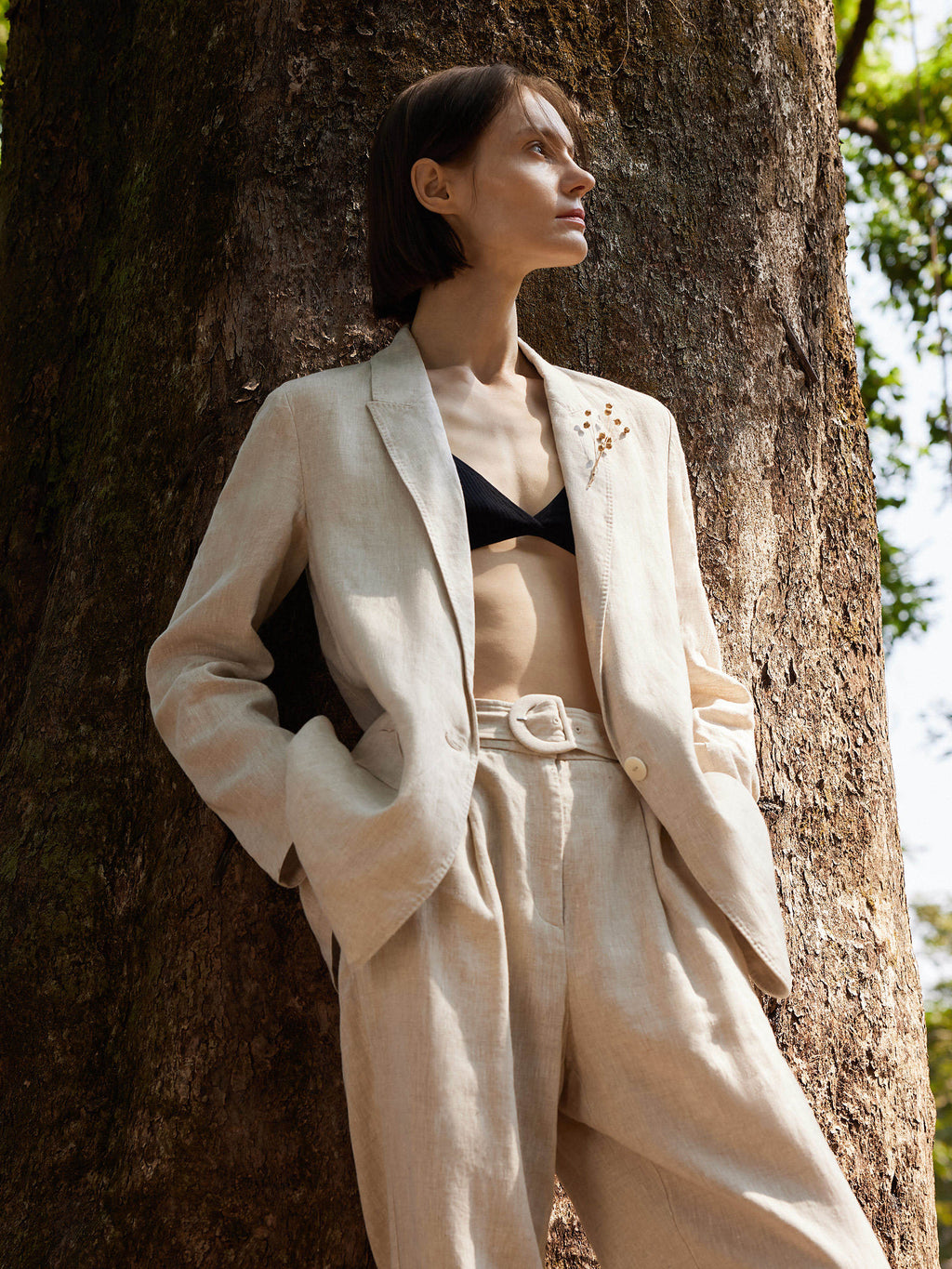 100% Linen Women's Jacket with Back Vent and One Button