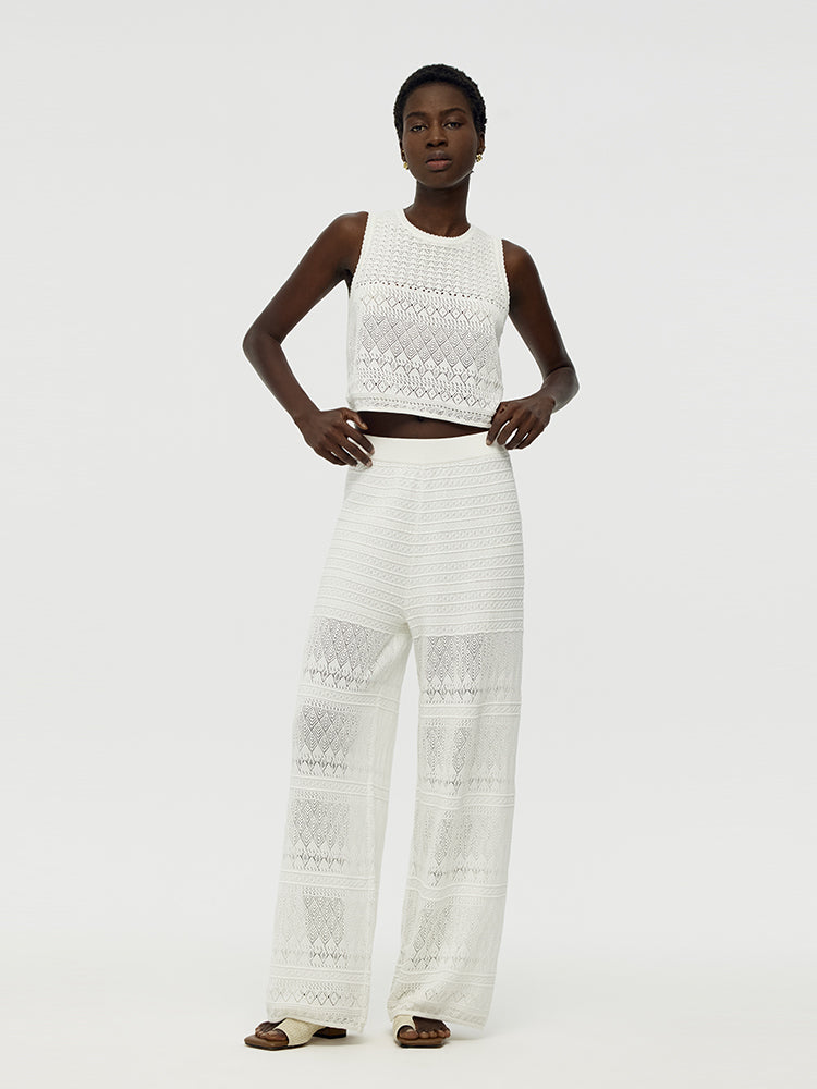Cotton Top with Cut-Outs and Trousers - Two-Piece Set