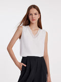 White V-neck camisole top made of acetate