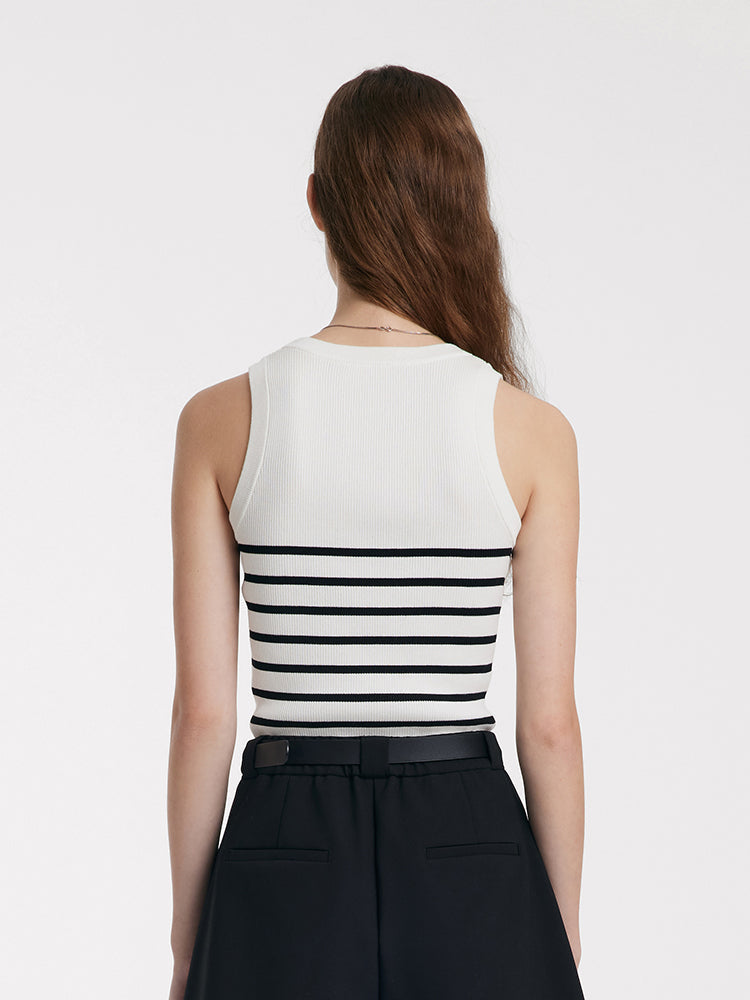 Striped Acetate and Cotton Tank Top