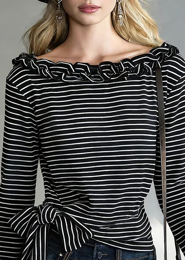Nerina | T-Shirt with Stripes and Tie Detail