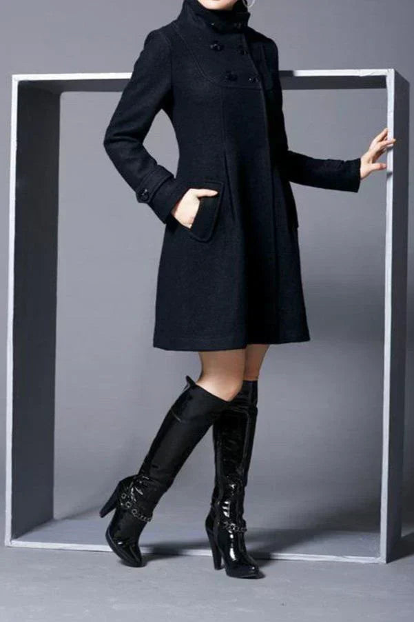 Janeen Women's Wool Coat – With Hood & Pockets, Warm & Stylish