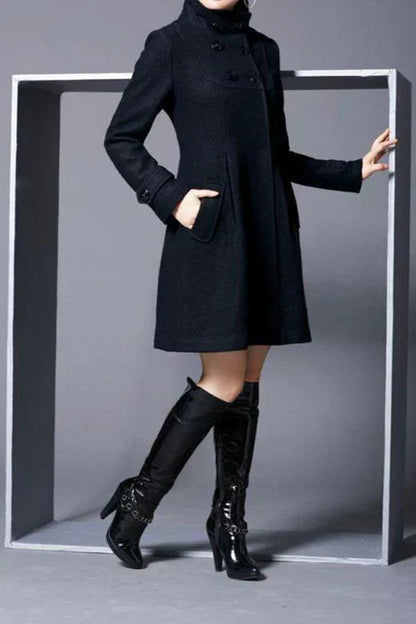 Janeen Women's Wool Coat – With Hood & Pockets, Warm & Stylish