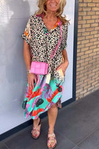 Phoebe - Casual Dress with Leopard Print and Short Sleeves