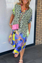 Phoebe - Casual Dress with Leopard Print and Short Sleeves