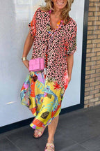 Phoebe - Casual Dress with Leopard Print and Short Sleeves