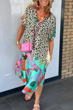 Phoebe - Casual Dress with Leopard Print and Short Sleeves