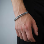 James | Platte 10 mm Cubaanse Schakelarmband in Zilver