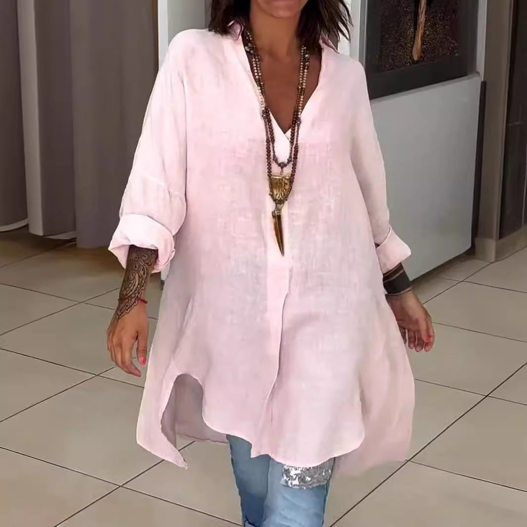 White Long Shirt in Oversized Look