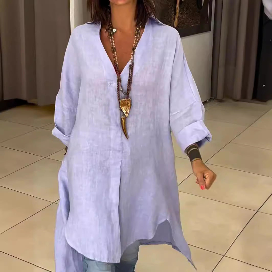 White Long Shirt in Oversized Look