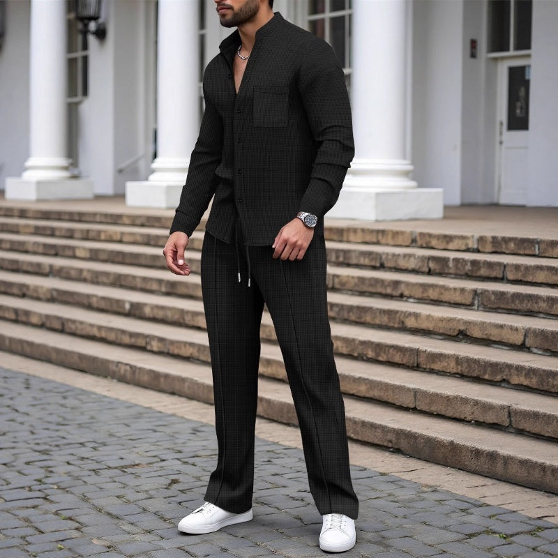 Henry | Casual Waffle Shirt Trousers Set