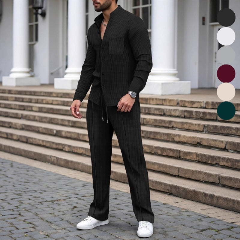 Henry | Casual Waffle Shirt Trousers Set