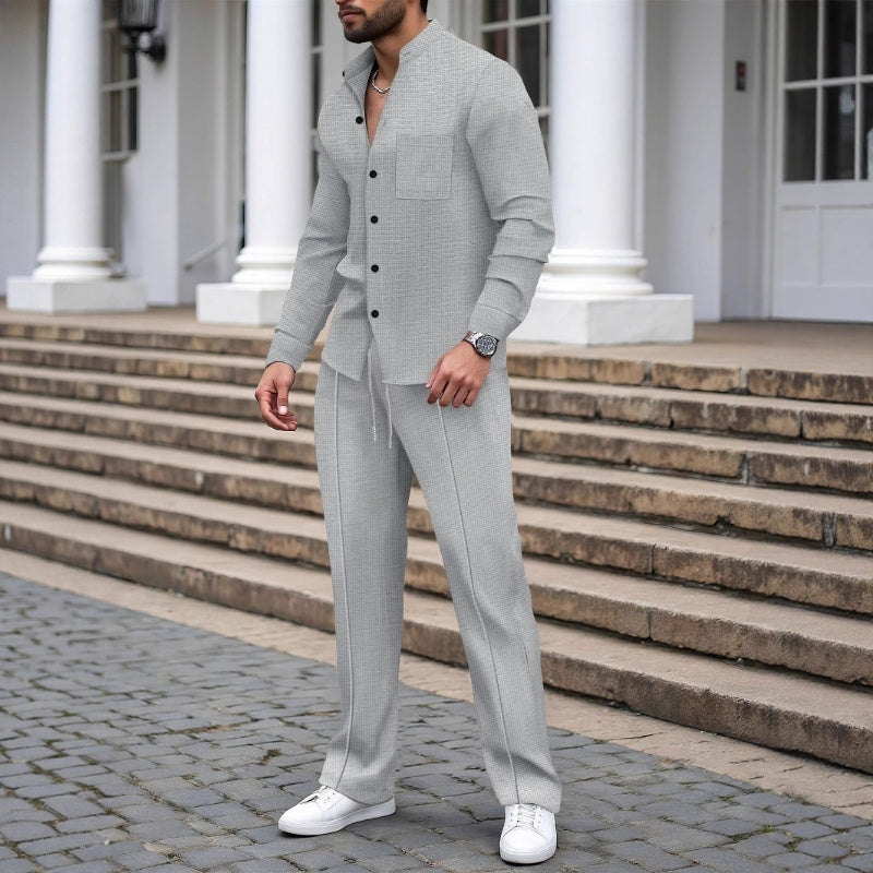 Henry | Casual Waffle Shirt Trousers Set