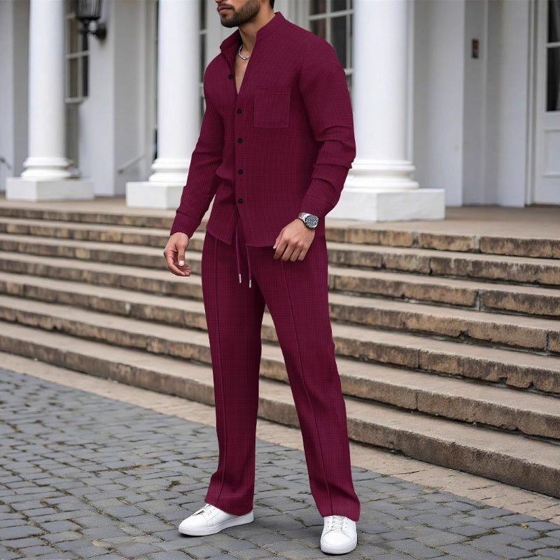 Henry | Casual Waffle Shirt Trousers Set