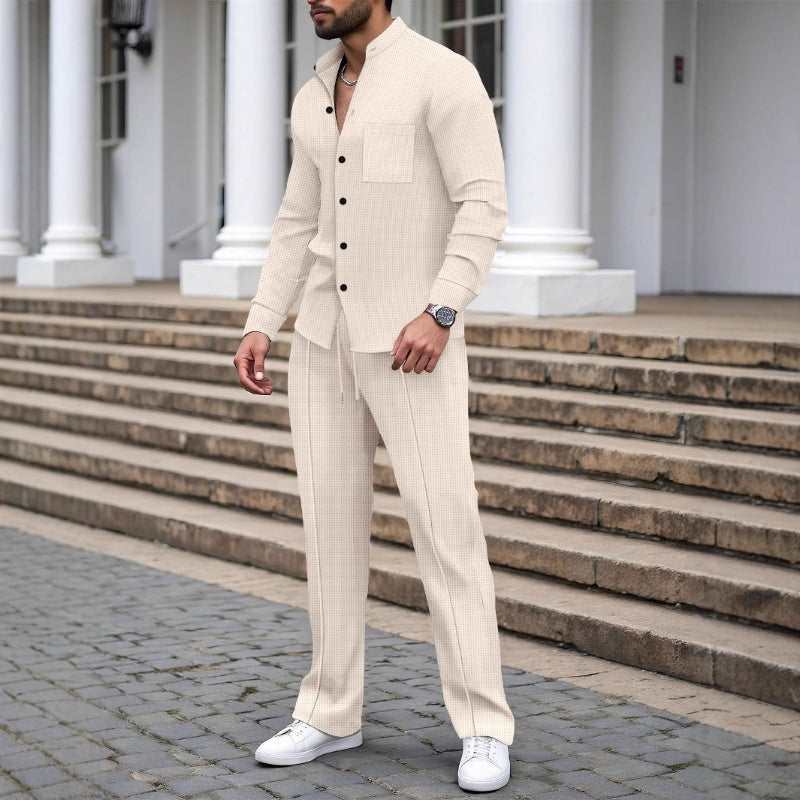 Henry | Casual Waffle Shirt Trousers Set