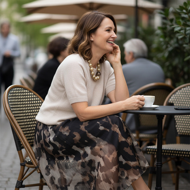 Leona | Sweater & Flowing Leopard Skirt Set