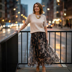 Leona | Sweater & Flowing Leopard Skirt Set