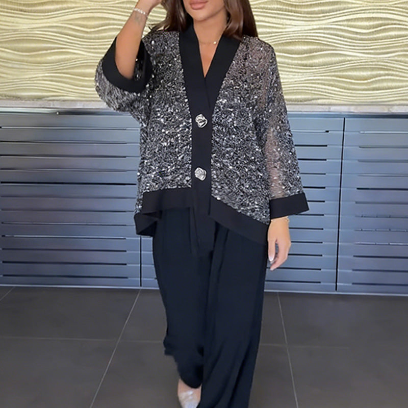 Karla | Cardigan + Wide Trousers Set