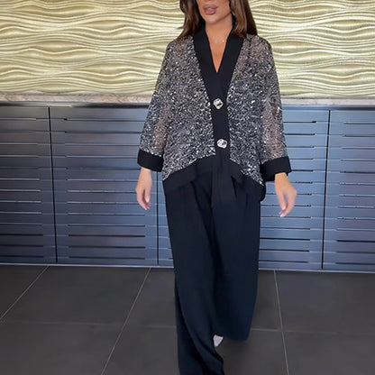 Karla | Cardigan + Wide Trousers Set