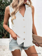 Sabina | Sleeveless V-neck vest with buttons
