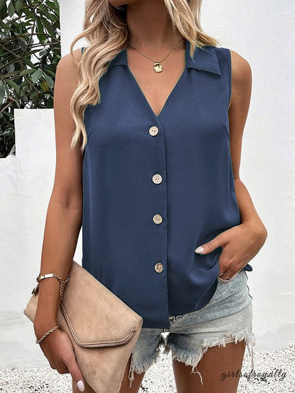Sabina | Sleeveless V-neck vest with buttons