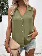 Sabina | Sleeveless V-neck vest with buttons