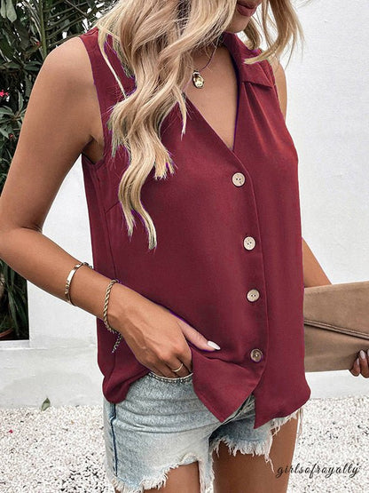 Sabina | Sleeveless V-neck vest with buttons